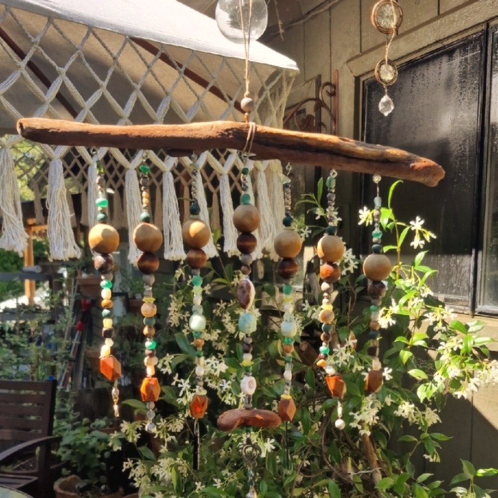 Bohemian Handcrafted Beaded Wind Chime With Turtle Embellishment Centerpiece